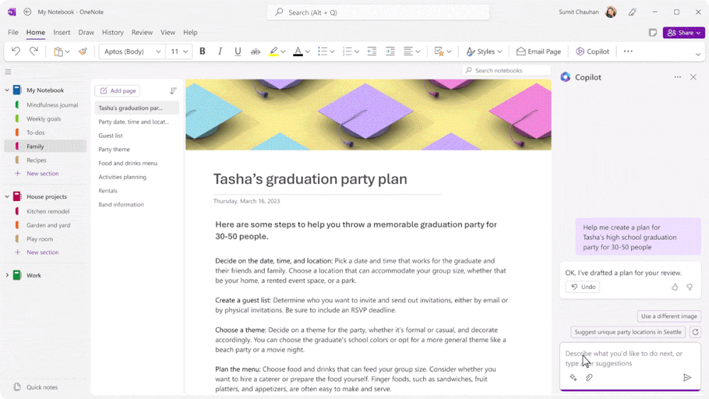 新的 OneNote Copilot 又名您的 AI 笔记助手