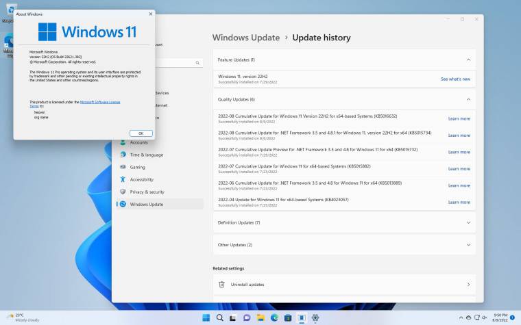 微软悄悄地将 Windows 11 22H2 build 22621.382 (KB5016632) 发布到 Release Preview