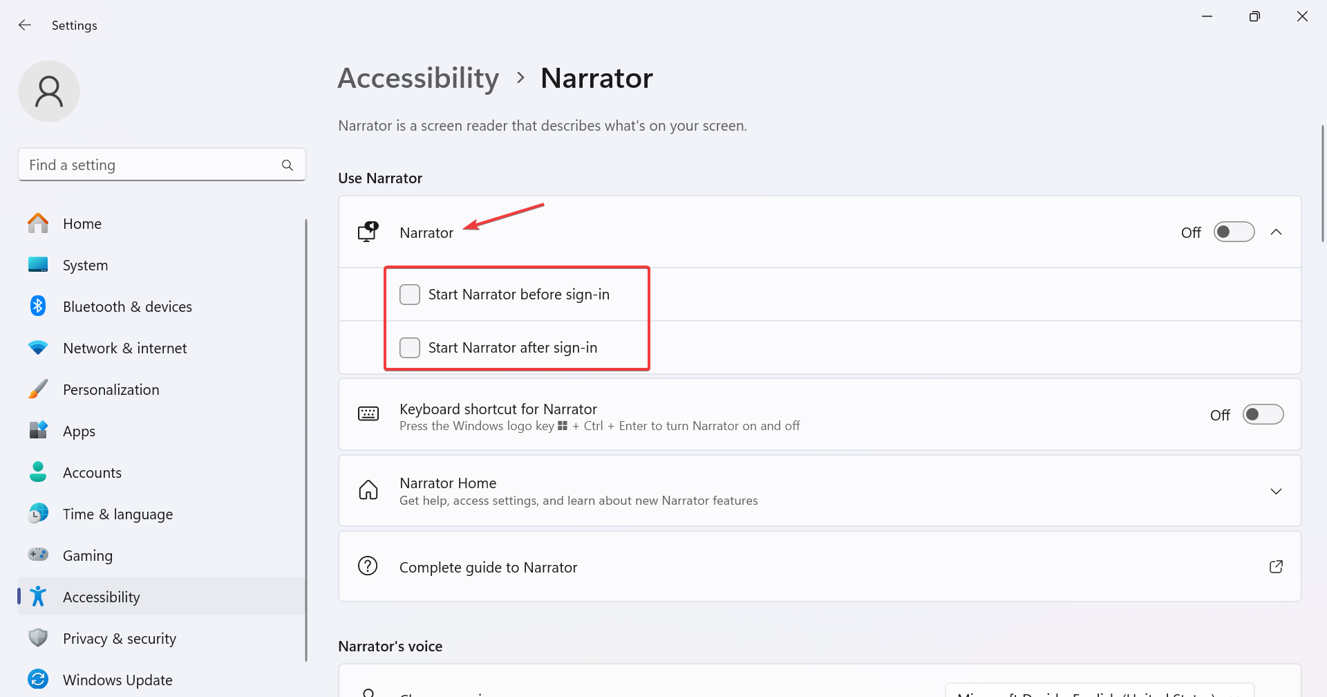 修复:Windows 11 讲述人无法关闭